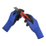 Gants demi-enduits en latex noir anti-rides en nylon antidérapant