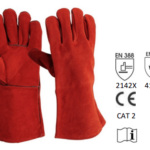 Gants de soudeur rouge anti-chaleur